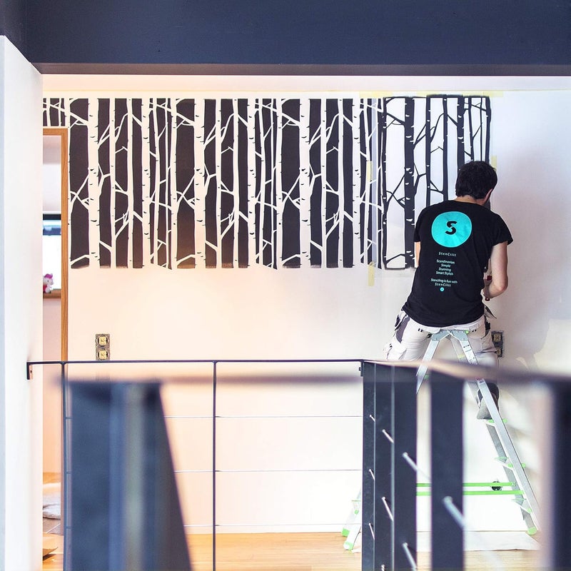 STENCILIT ® Birch Forest No Leaves Stencil - XL Stencil 24x37 in, Tree Wall Stencils for Painting Large Pattern, Modern Large Wall Stencils - Image 3